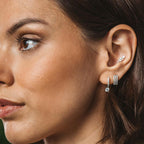 Zilveren creolen met witte zirkonia – drie banen