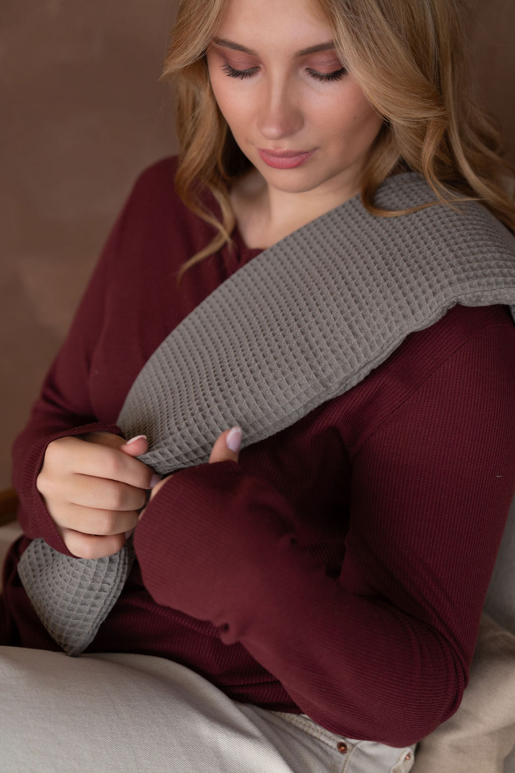 Warmtesjaal grijs – 70 cm | Biologisch lijnzaad