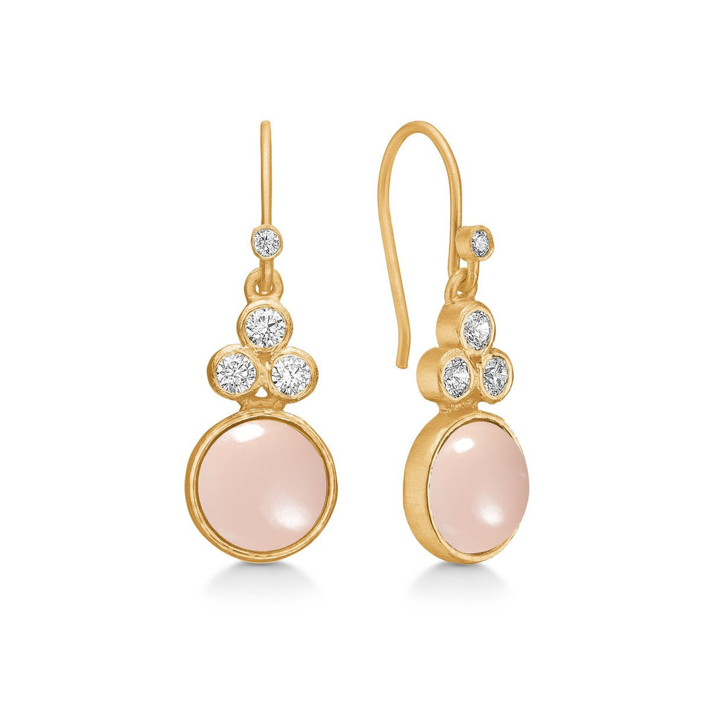Clara Oorbellen met Roze Chalcedoon – Verguld Sterling Zilver