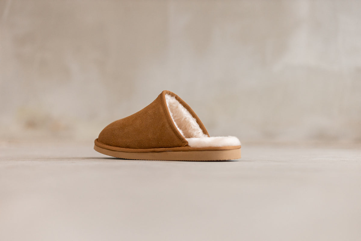 Pantoffels Jaki – Suède & Schapenwol | Camel | Maat 38-43