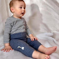 Biologische kimono body met lange mouwen – indigo gestreept
