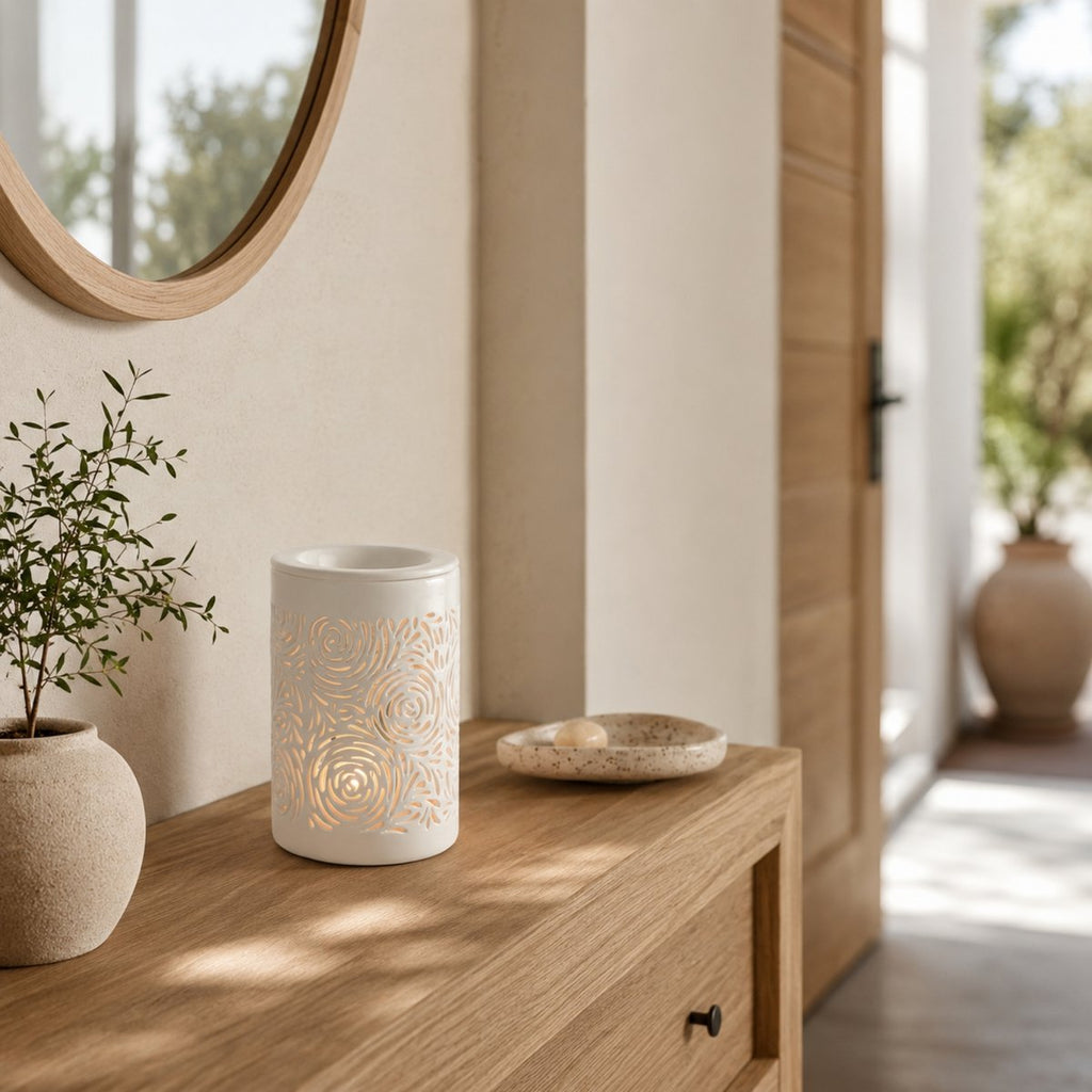Zachte warmteverspreider – Calorya nr. 8 – van fijn porselein – sfeer- en diffusielamp – decoratie en cadeau-idee