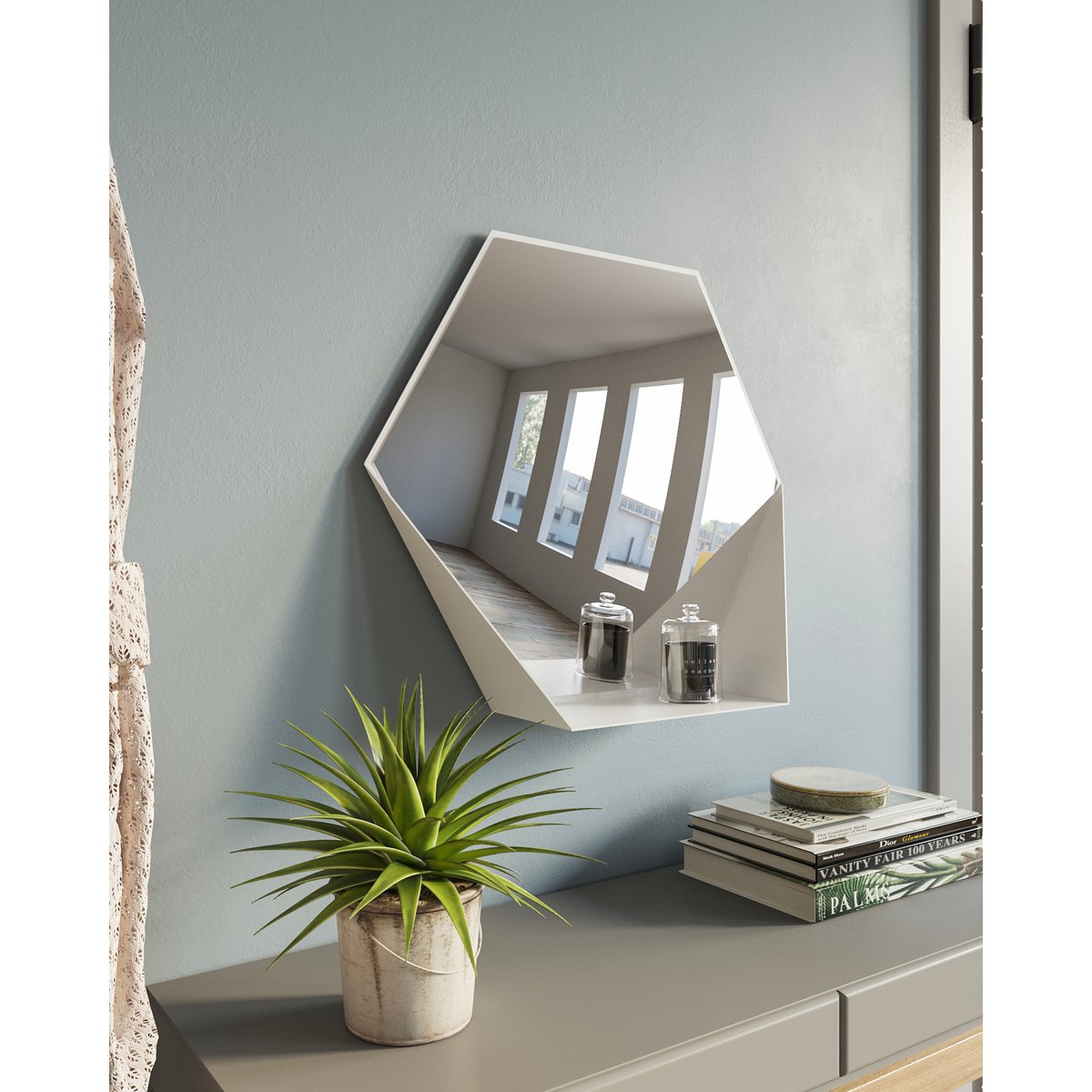 Gorillz Hive Wall Mirror – Hexagon – Wit