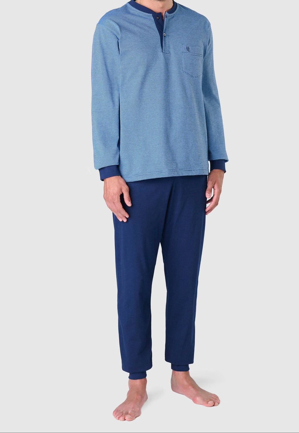 Premium gewatteerde winterpyjama voor heren – blauw