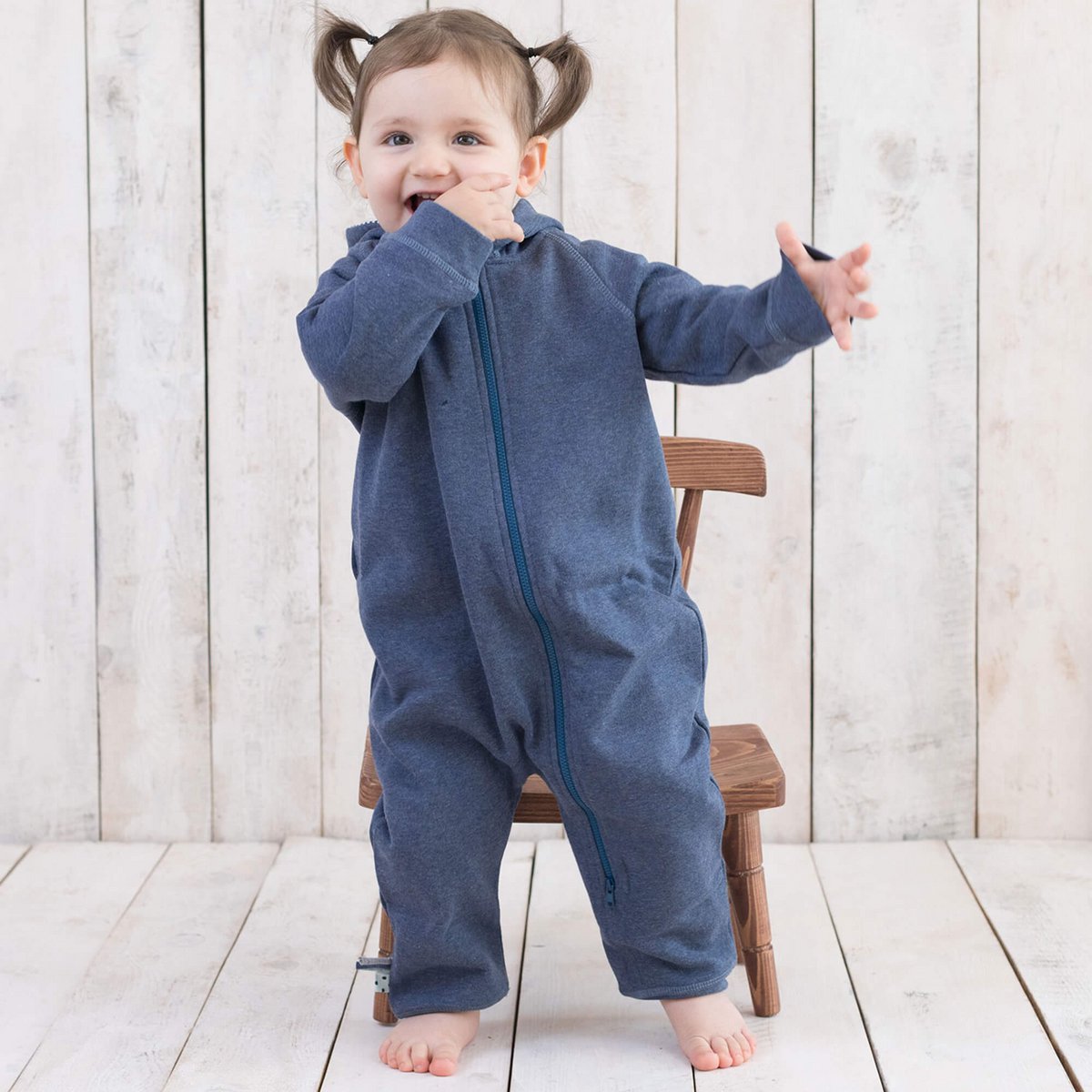 Biologische baby-jumpsuit met ritssluiting, indigo