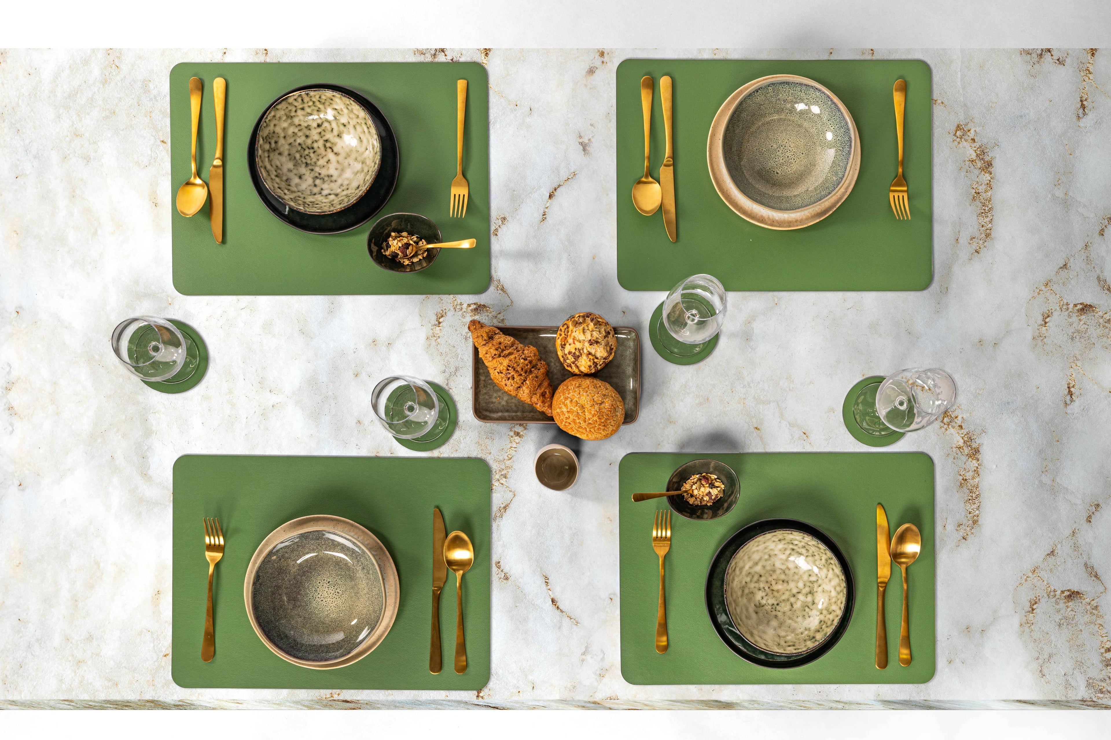 Placemat Vegan leer – Rechthoek 33x45 cm, Blauw