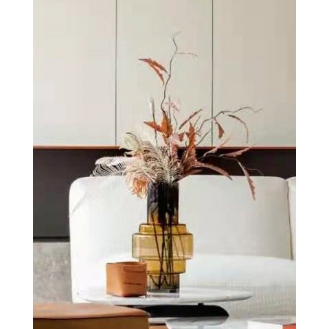 Luxe XL Designvaas TYLER 46 – Amber | Art Deco Statement in Dik Glas