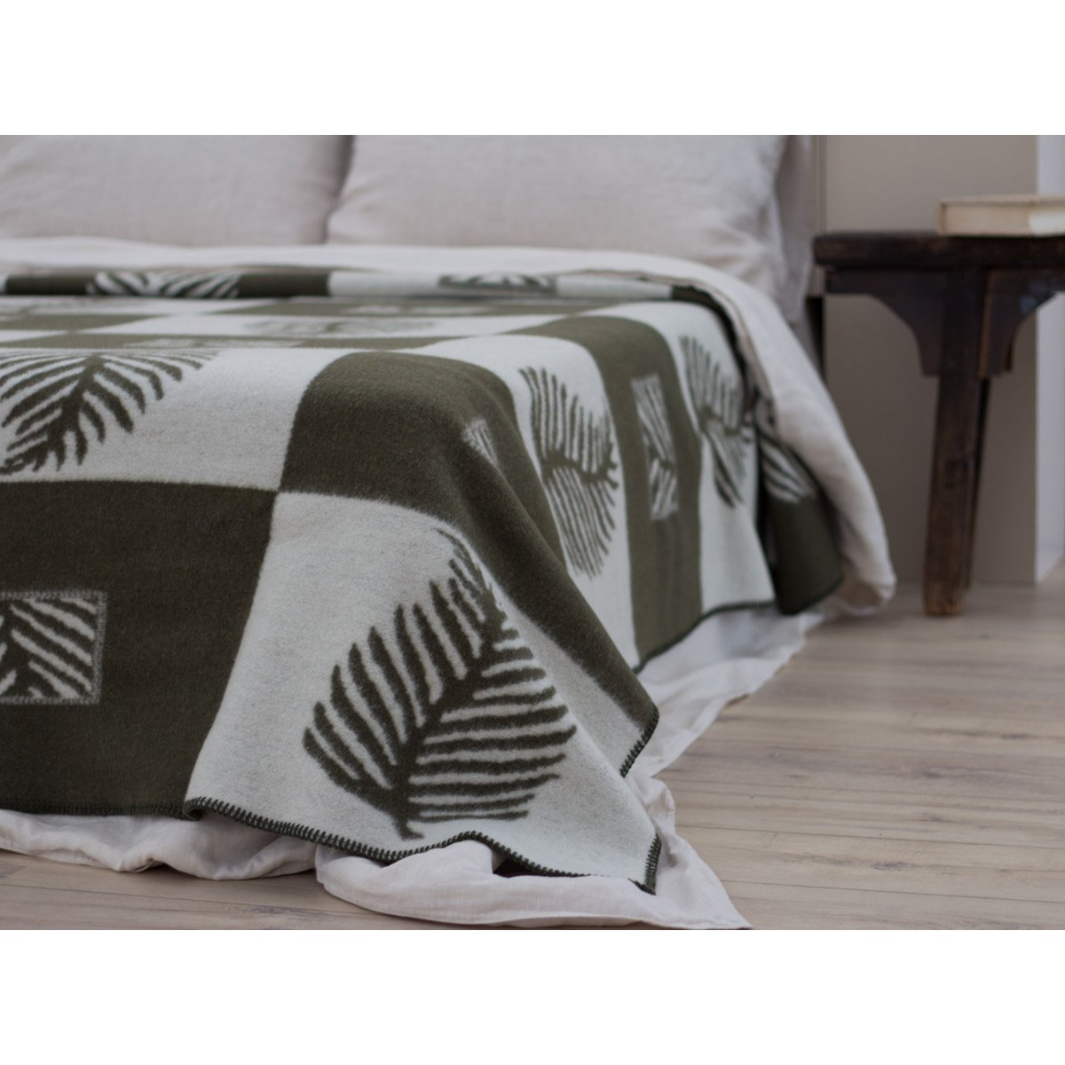 Luxe Merinowollen Beddeken LEAF – Groen