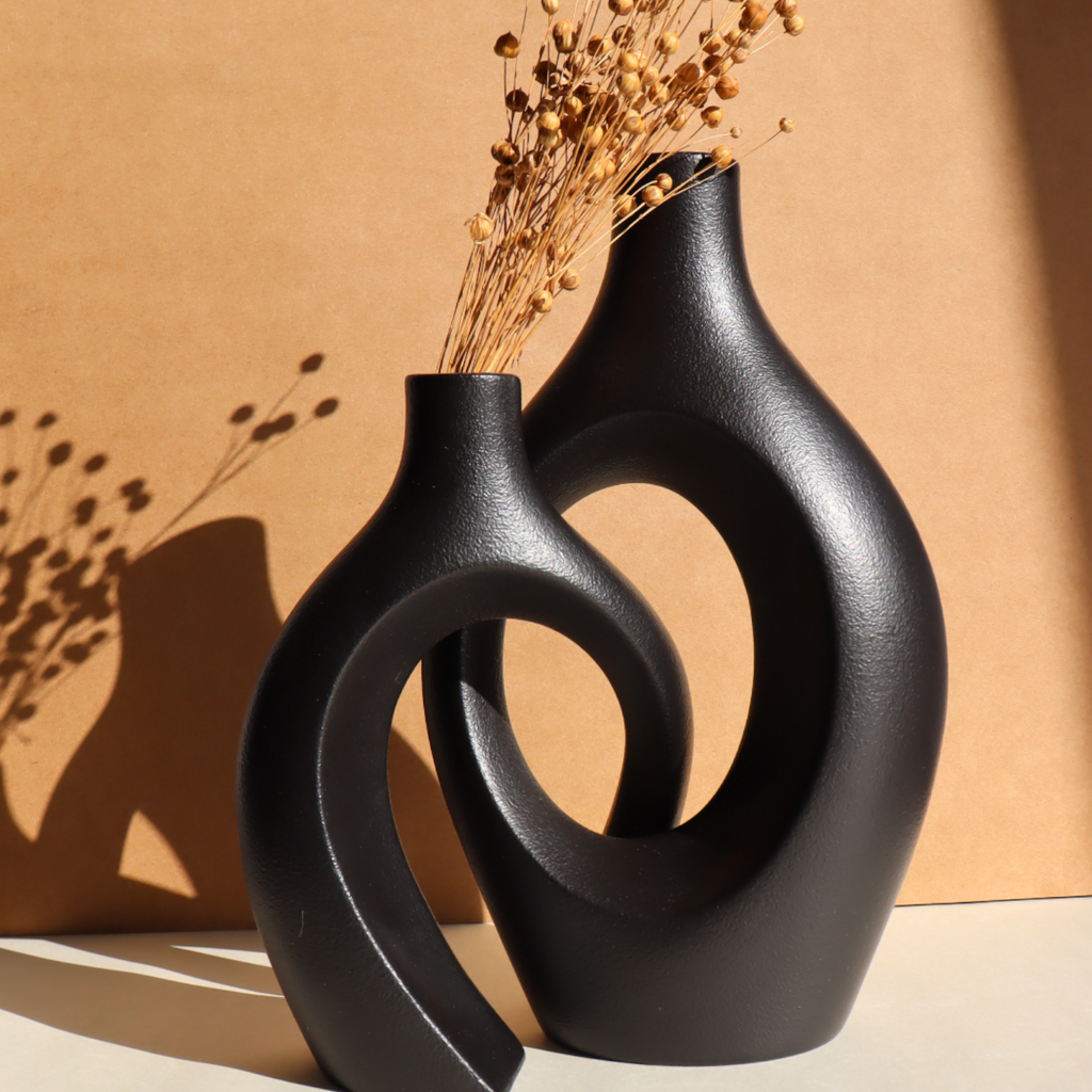 Keramieken Vazen Duo – Zwart | Sculpturaal Design