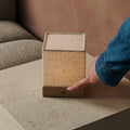 Zano Lichtbruine Oplaadbare Tafellamp – Warm hout & zacht linnen