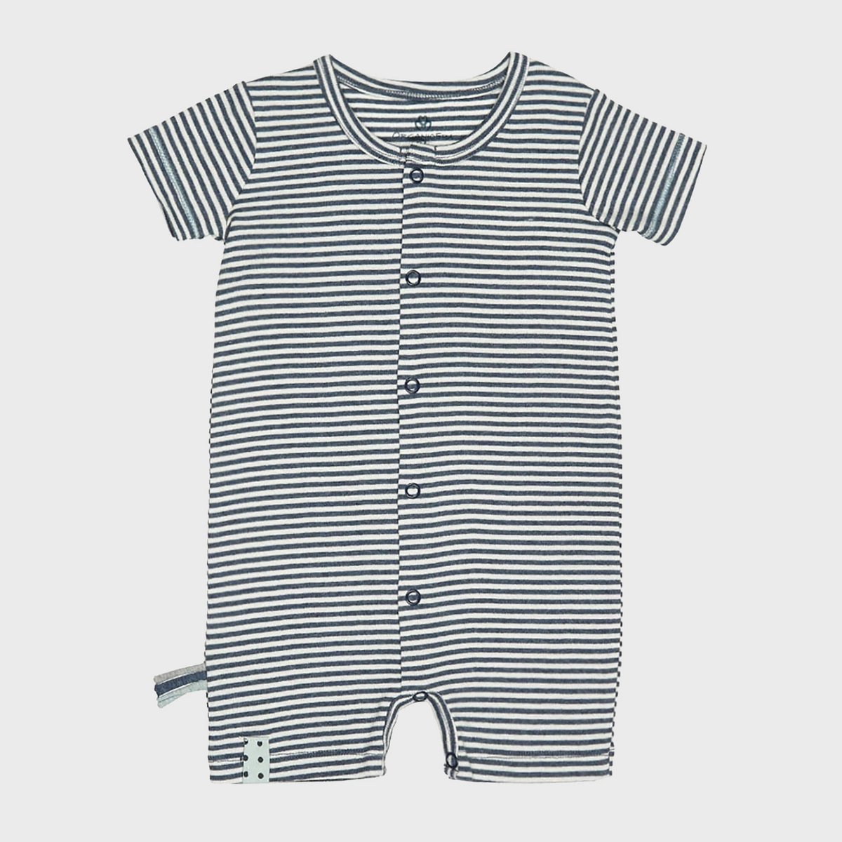 Biologische babyromper – indigo gestreept