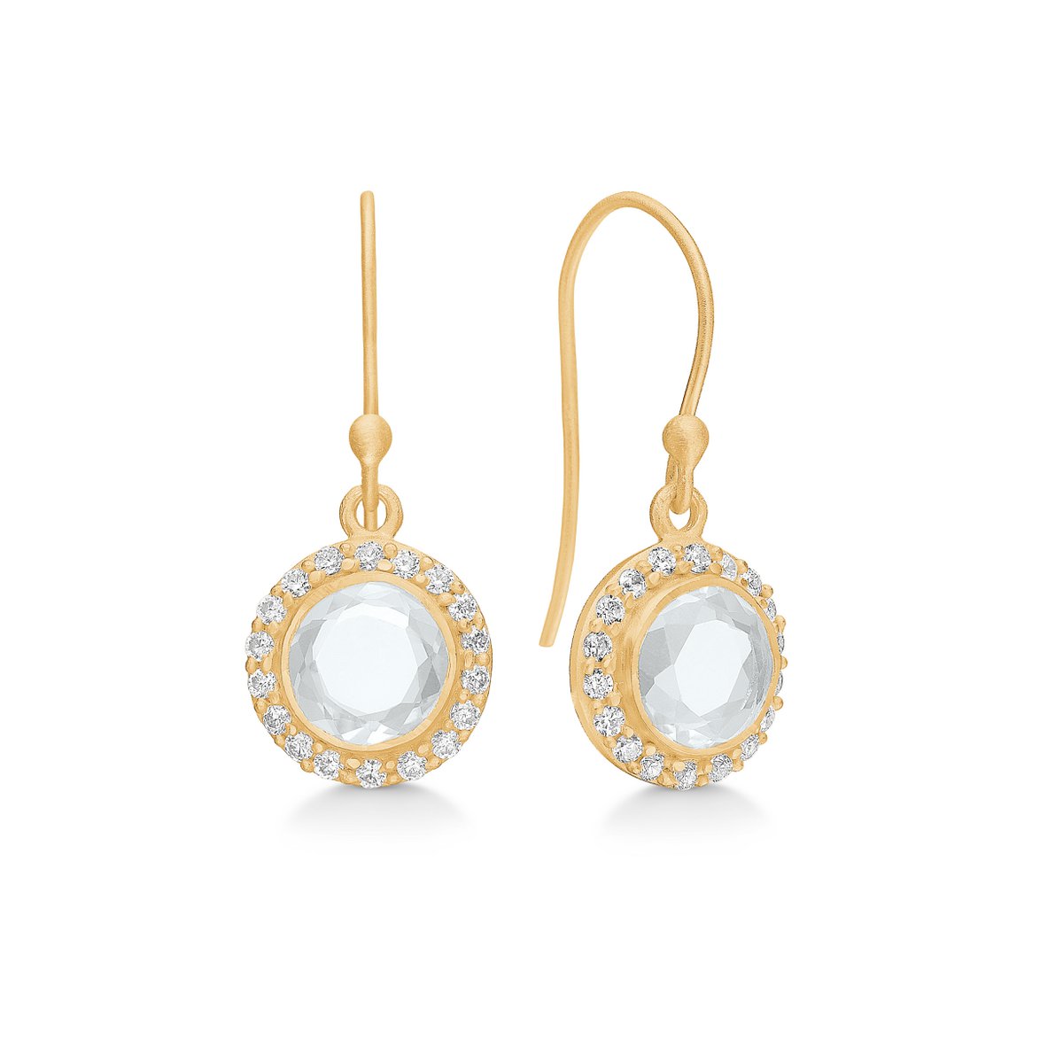 Daisy Oorbellen met Heldere Kwarts – Verguld Sterling Zilver