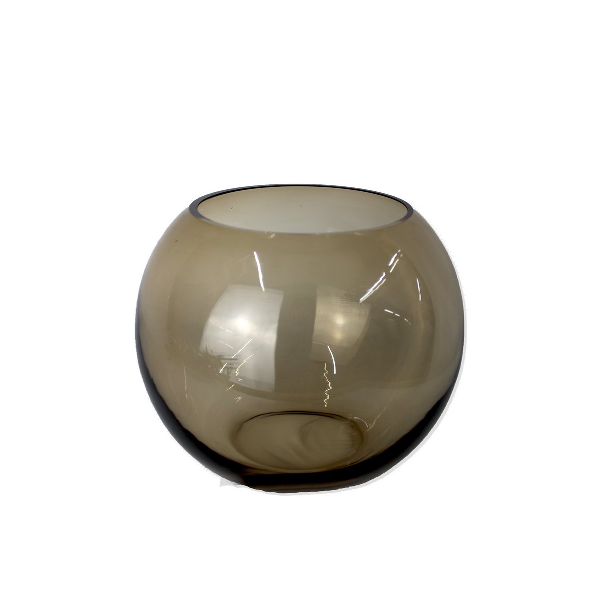 Mondgeblazen Glazen Vaas – Amber Taupe Rond