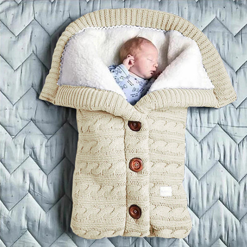 Gebreide Babyslaapzak met Fleece – Beige