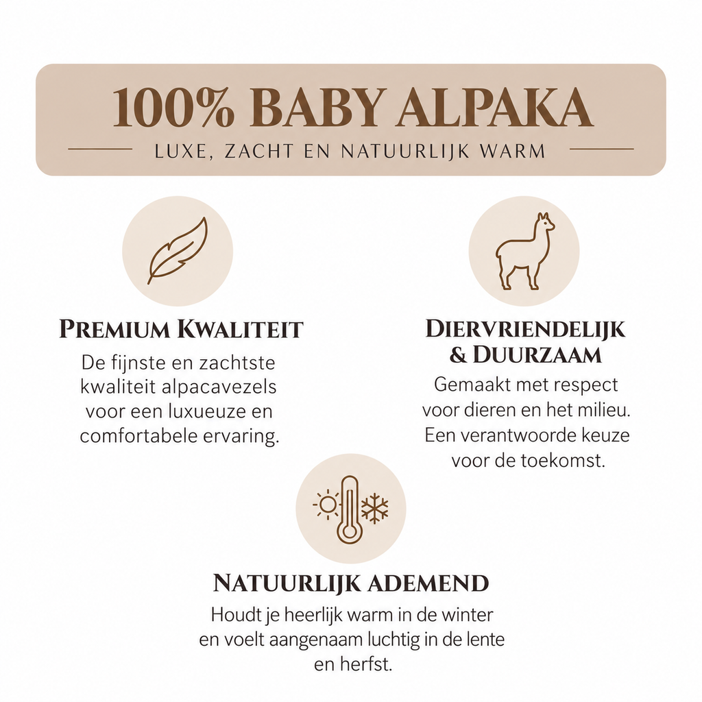 Luxe Sjaal van 100% Baby-Alpacawol – Zwart & Beige
