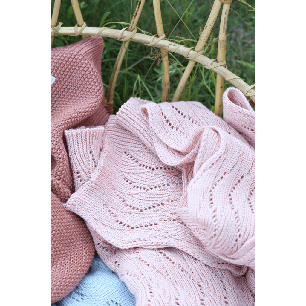 Luxe Gebreide Katoenen Babydeken – 100% Katoen - Poederroze