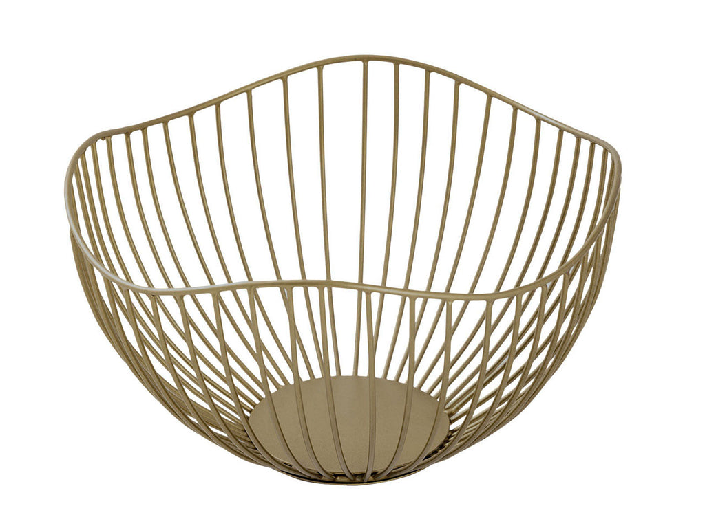 Luxe goudkleurige Metalen schaal – Ø25 × H14 cm | Handgemaakt in Wave-Design