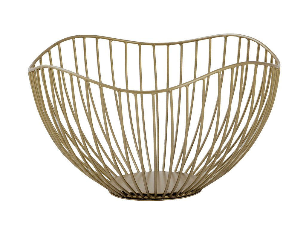 Luxe goudkleurige Metalen schaal – Ø25 × H14 cm | Handgemaakt in Wave-Design