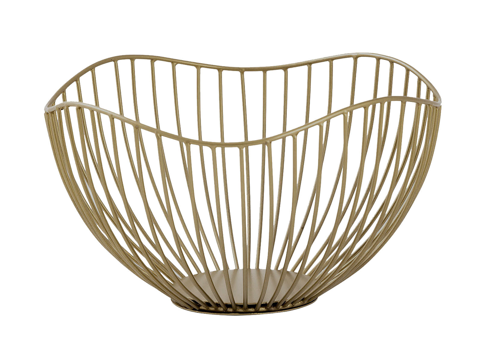 Luxe goudkleurige Metalen schaal – Ø25 × H14 cm | Handgemaakt in Wave-Design