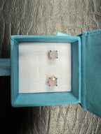 Ardhanarishvara oorbellen – Roséverguld zilver & blauwe chalcedoon