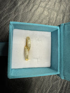 Kleine creolen oorbellen – verguld zilver met dubbele baan zirkonia