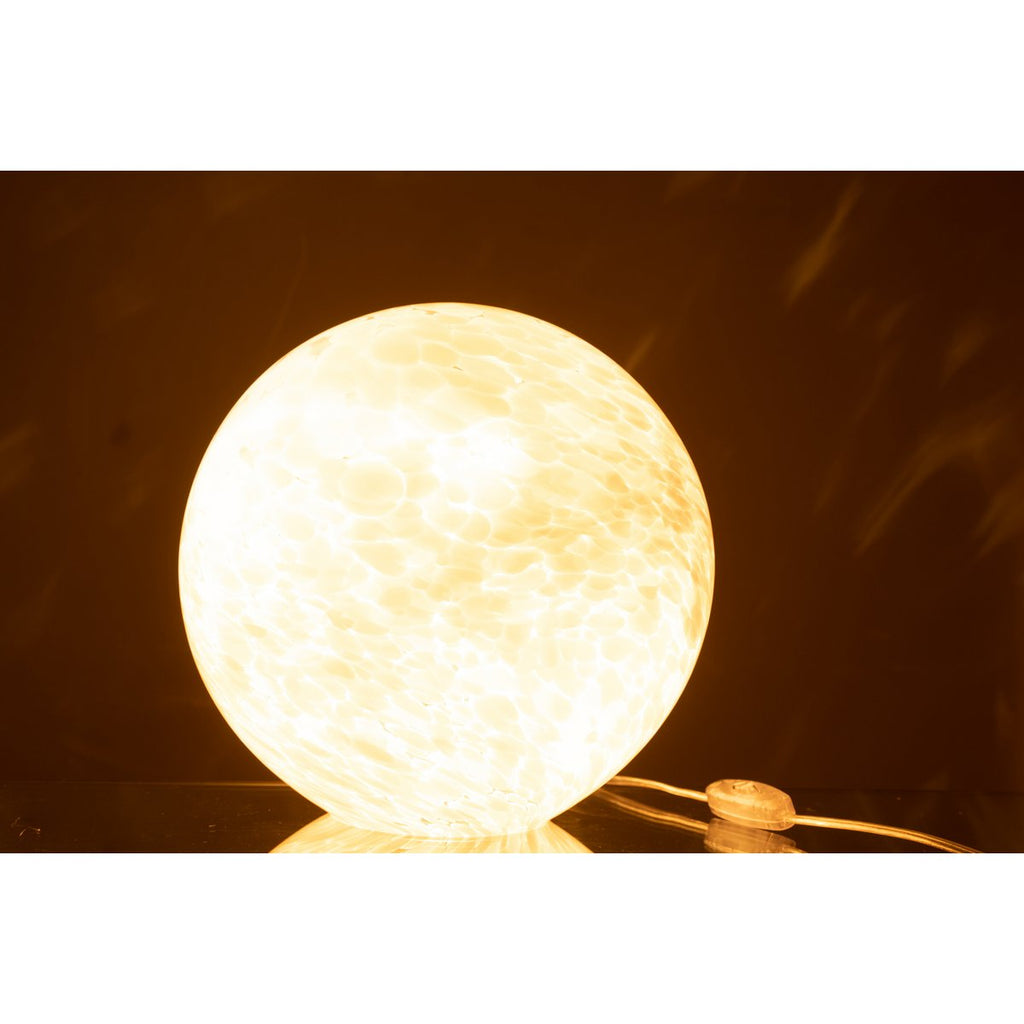 Tafellamp Melissa Rond van J-Line – Glas – Beige – Large (Ø29 cm)