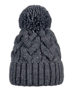 Set van gevlochten muts en sjaal met wol – unisex - donkergrijs