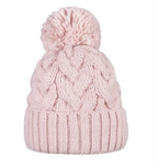 Set van gevlochten muts en sjaal met wol – Poederroze