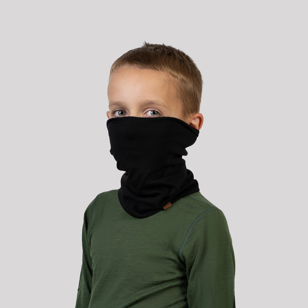 Merino Wollen Nekwarmer voor kinderen – Unisex -  Zwart