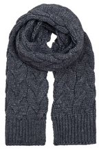 Set van gevlochten muts en sjaal met wol – unisex - donkergrijs