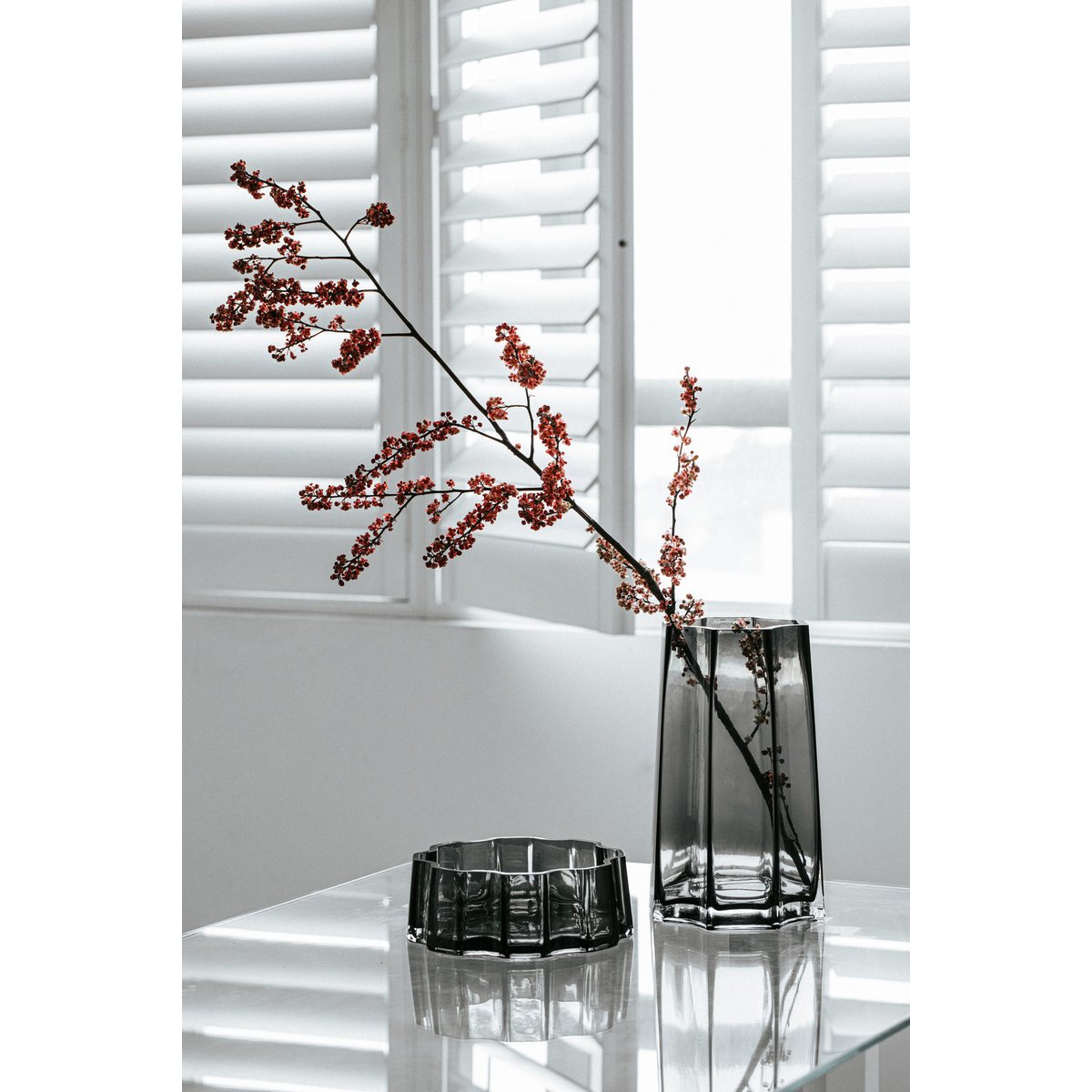 Luxe Designvaas LENOX 30 – Donkergrijs | Tijdloos Kristalachtig Design in 9 mm Glas