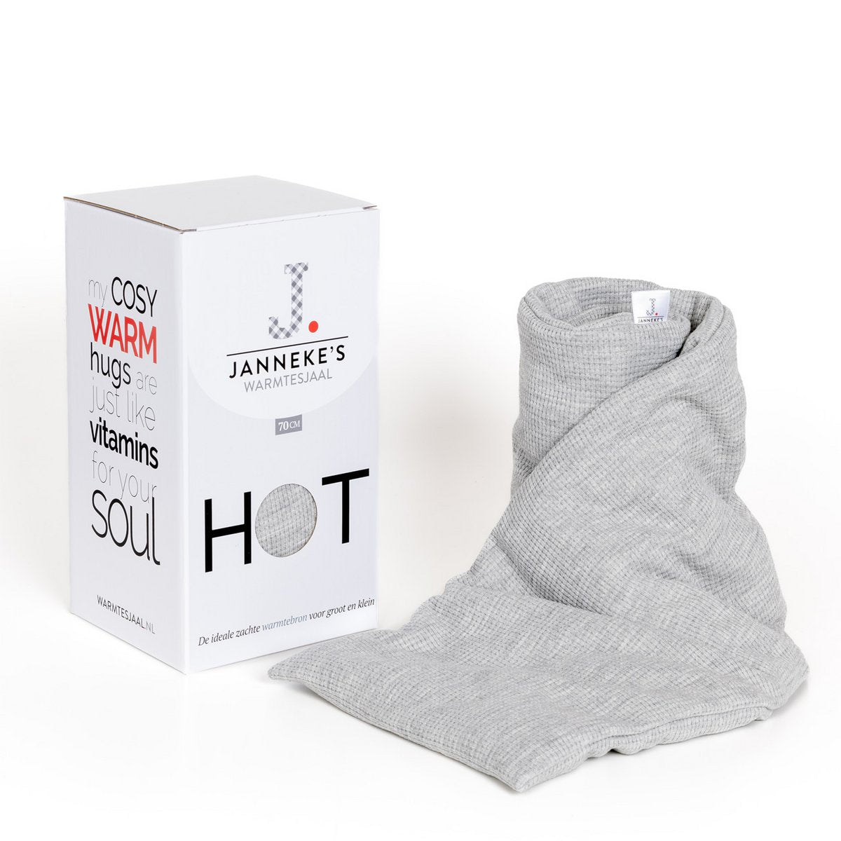 Warmtesjaal lichtgrijs – 70 cm | Biologisch lijnzaad