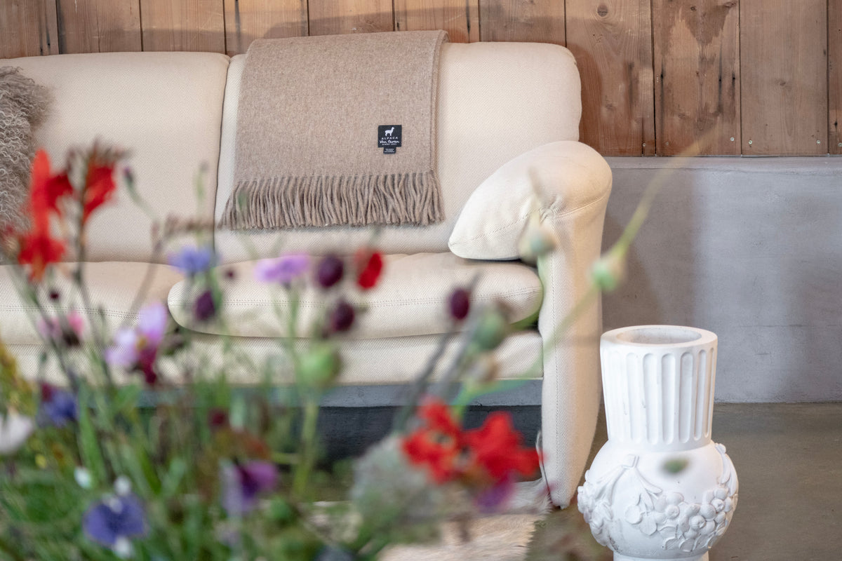 Luxe Alpaca Wollen Plaid – 200 x 150 cm | Antraciet en Lichtgrijs