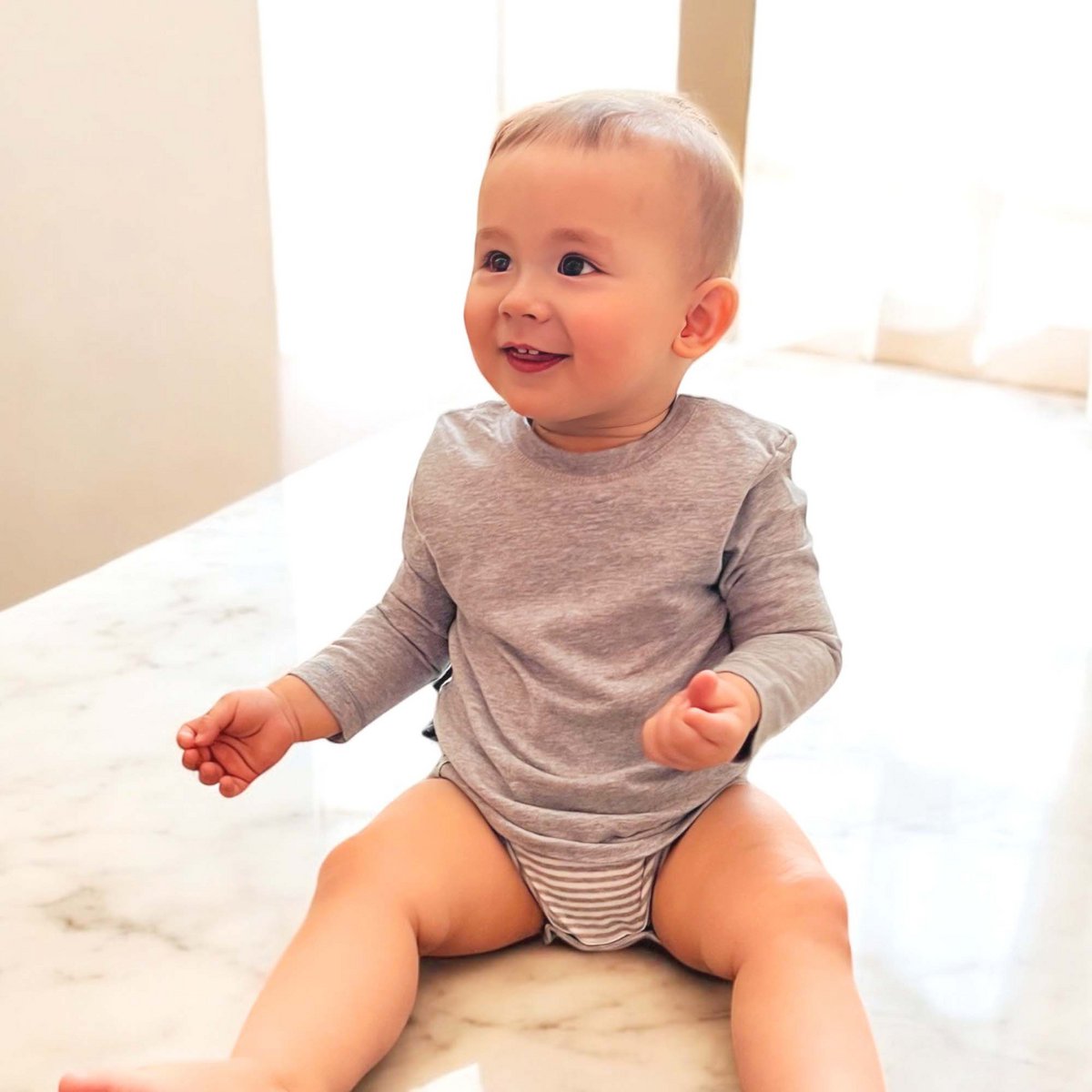 OrganicEra Biologische baby L/S T-shirt body, grijs