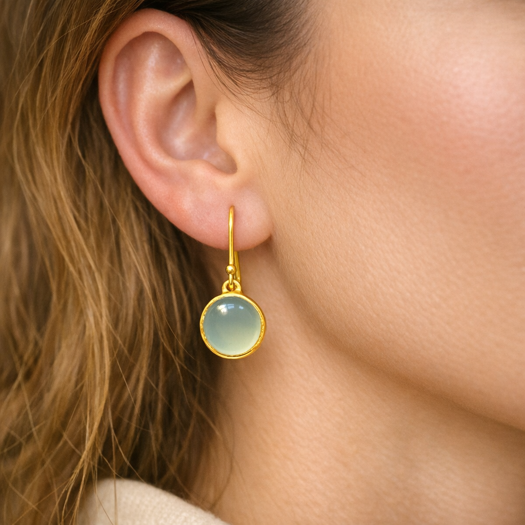 Noa Oorbellen met Aqua Chalcedoon – Verguld Sterling Zilver