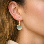 Noa Oorbellen met Aqua Chalcedoon – Verguld Sterling Zilver