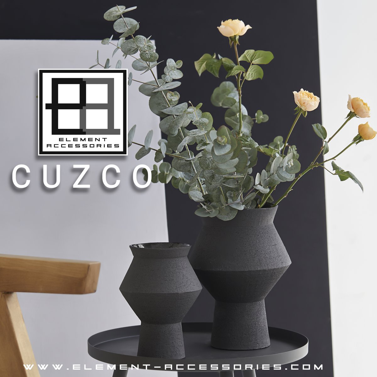 CUZCO 20 ZW – Moderne Keramische Vaas in Zwart met Spikkels | Azteeks Geïnspireerd Design