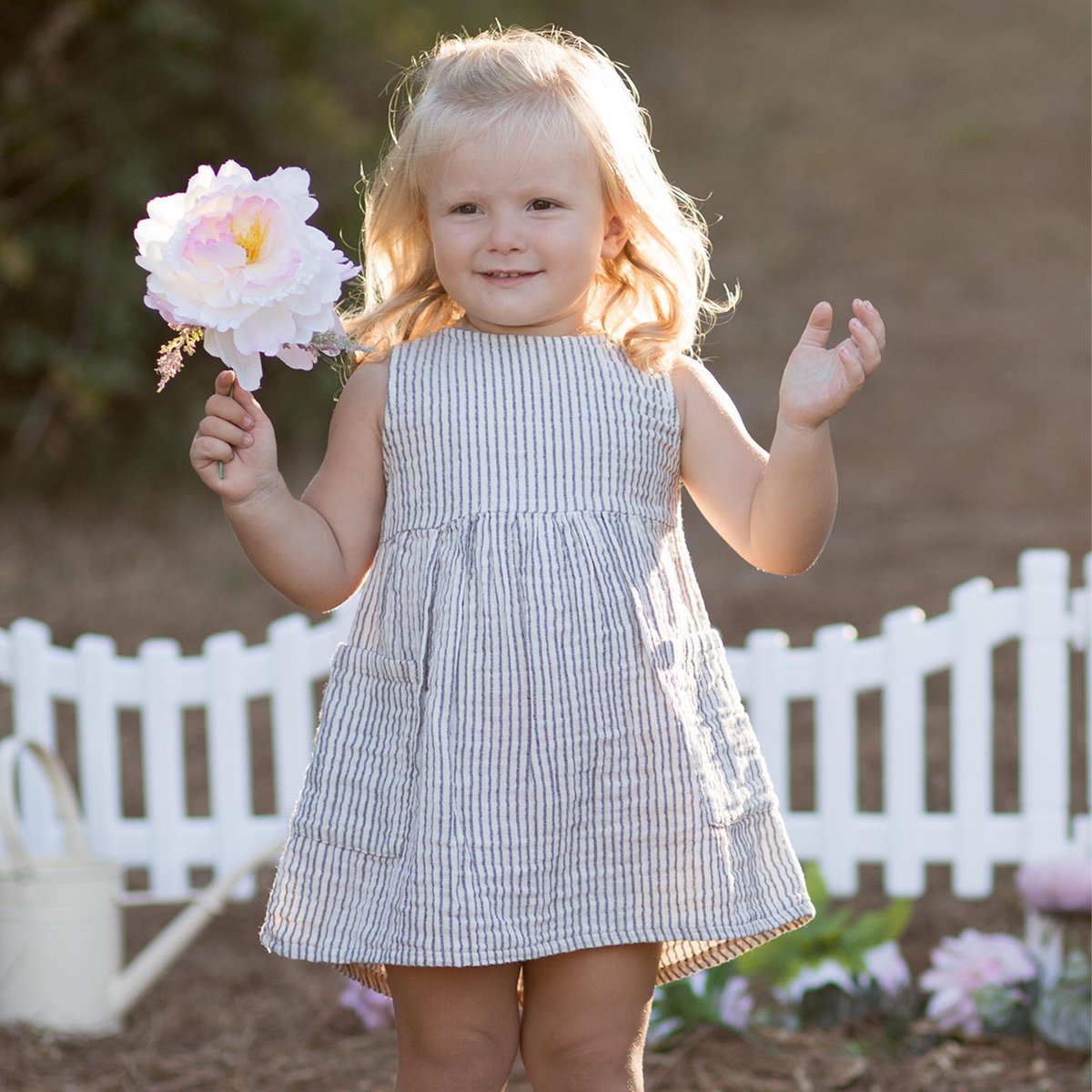 Mouwloze Jurk van Biologisch Mousseline met Zak – Grijs