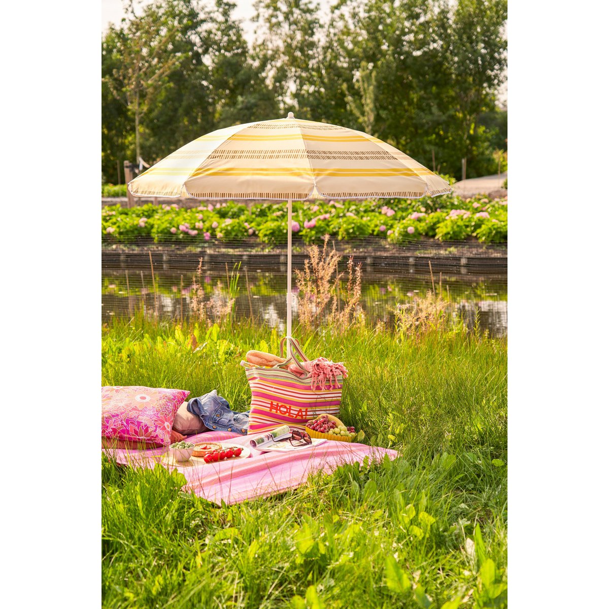 Strandparasol Geel Gestreept – Ø 160 cm