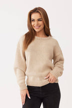 Comfortabele damestrui van wolmix - beige