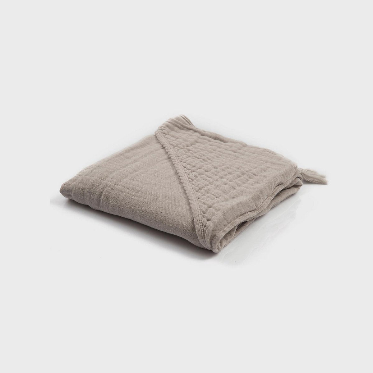 Biologische Mousseline Babyhanddoek met Capuchon – Grijs (80 × 80 cm)