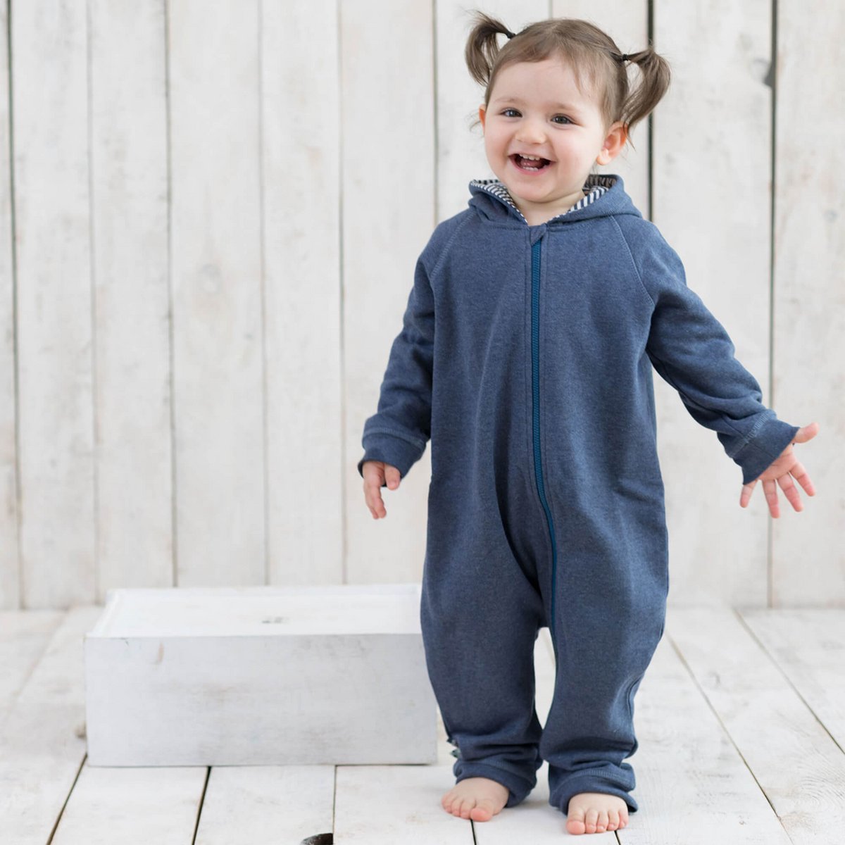 Biologische baby-jumpsuit met ritssluiting, indigo