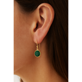 Cat Oorbellen met Groene Onyx – Verguld Sterling Zilver