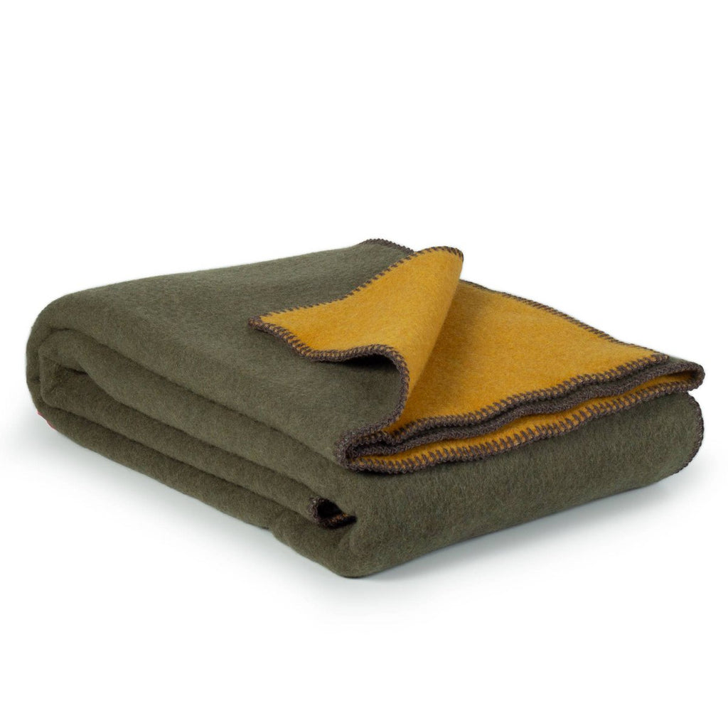 Beddeken van merinowol Khaki Meadow