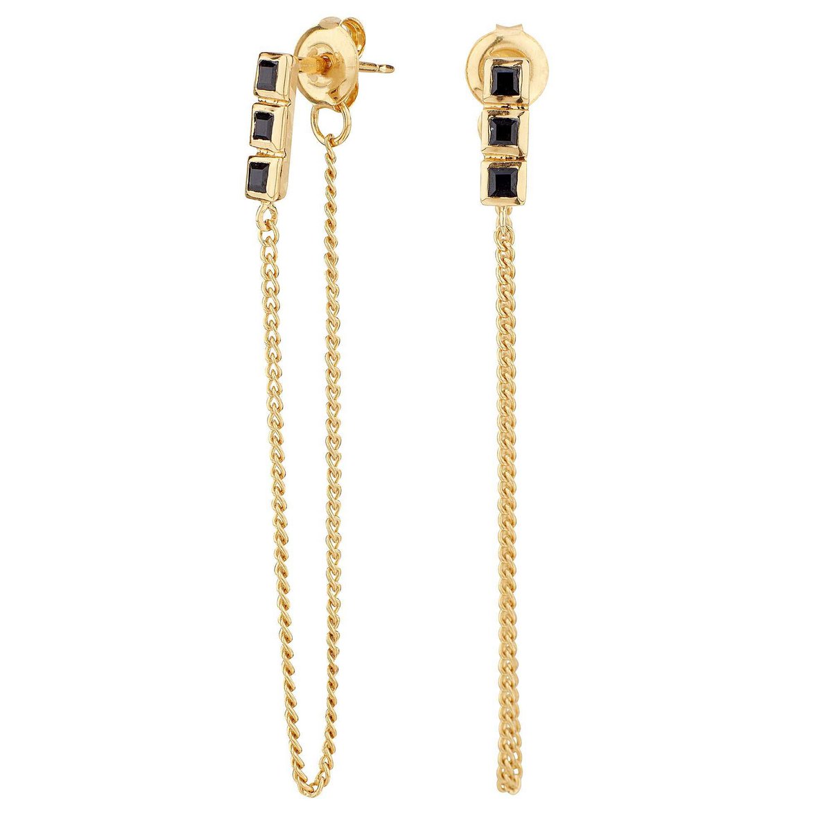 Vergulde zilveren oorbellen met spinellen – Bagalamukhi