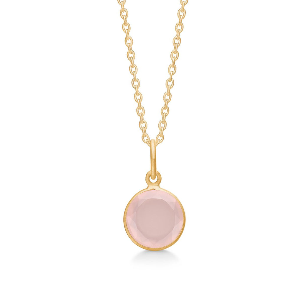 CAT Ketting met Roze Chalcedoon 44 cm – Verguld Sterling Zilver