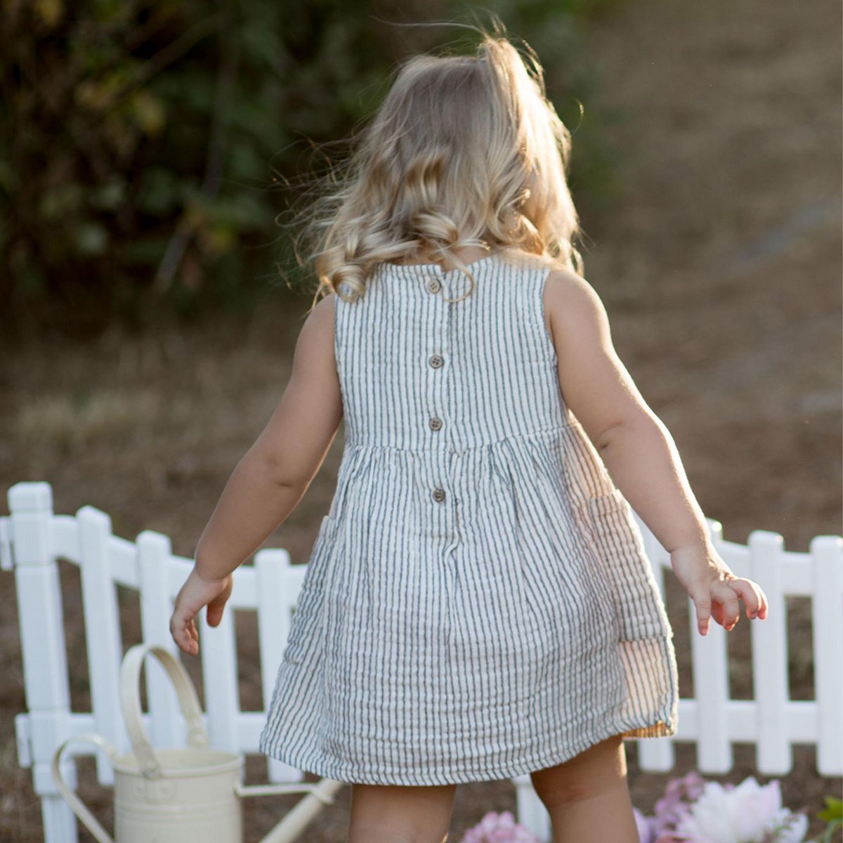 Mouwloze Jurk van Biologisch Mousseline met Zak – Grijs