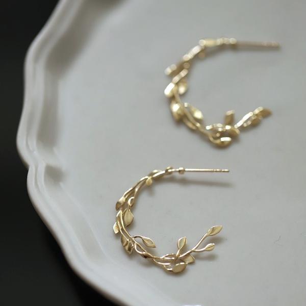 Oorringen Laurel Goud Vermeil – Elegant Bladmotief