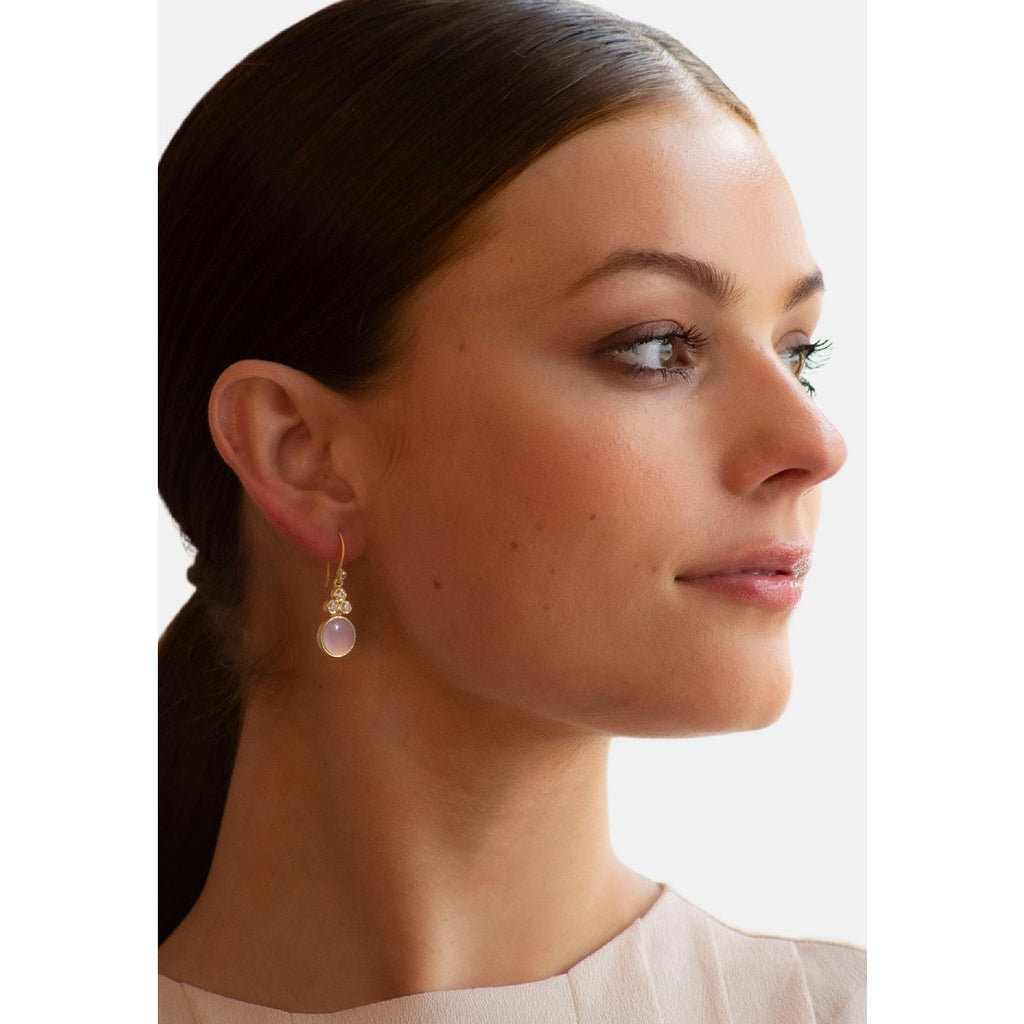 Clara Oorbellen met Roze Chalcedoon – Verguld Sterling Zilver