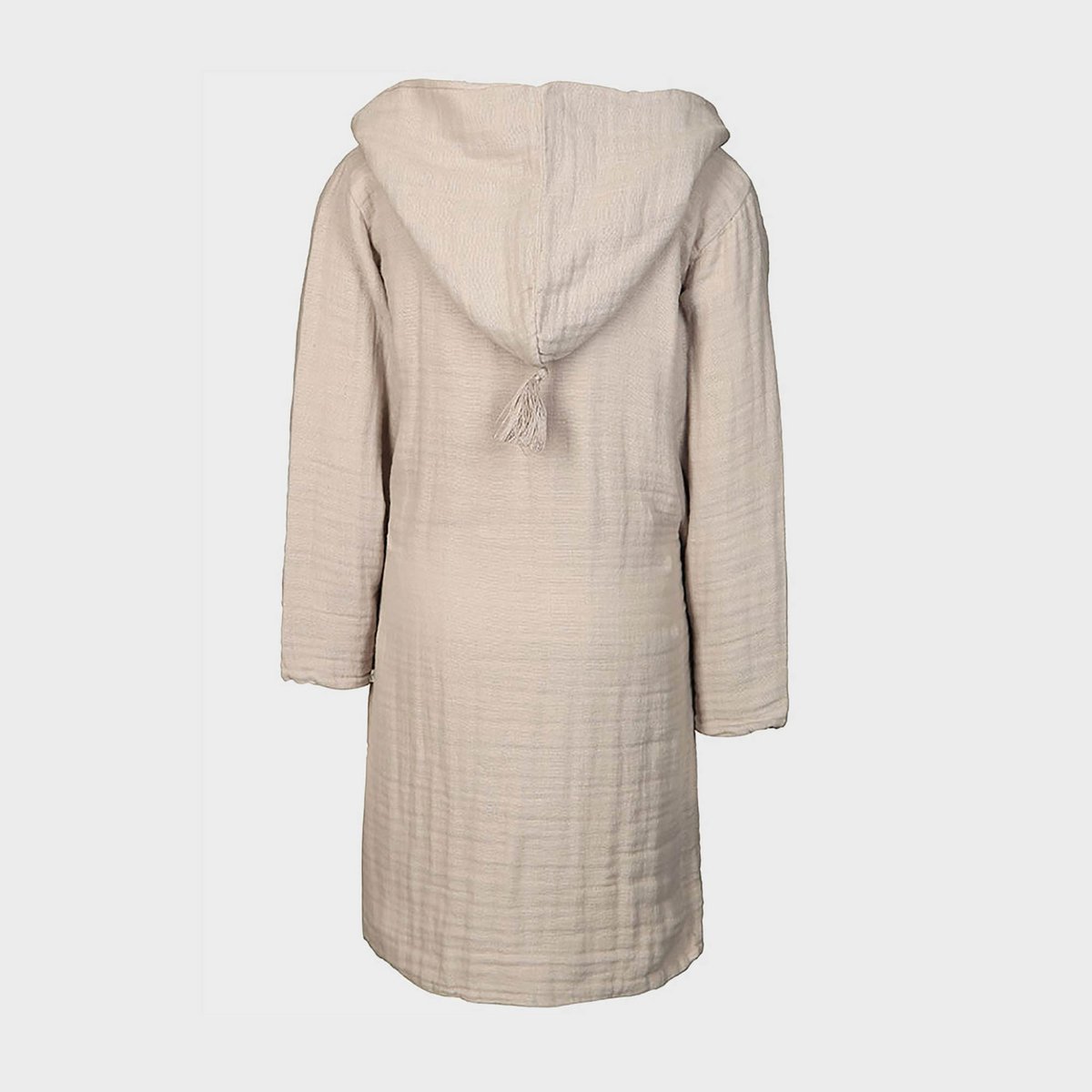 Biologische mousseline kinderbadjas met capuchon – grijs (7–8 jaar)